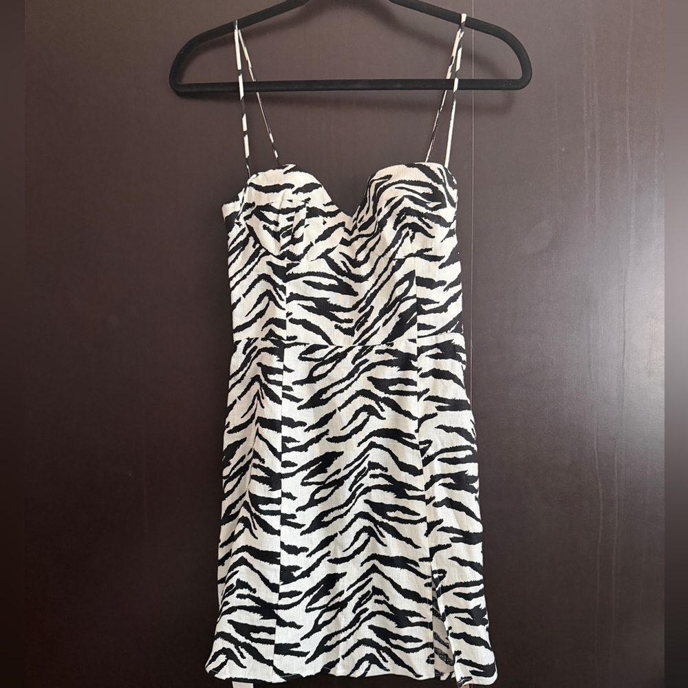 Reformation Black and White Zebra Mini Dress